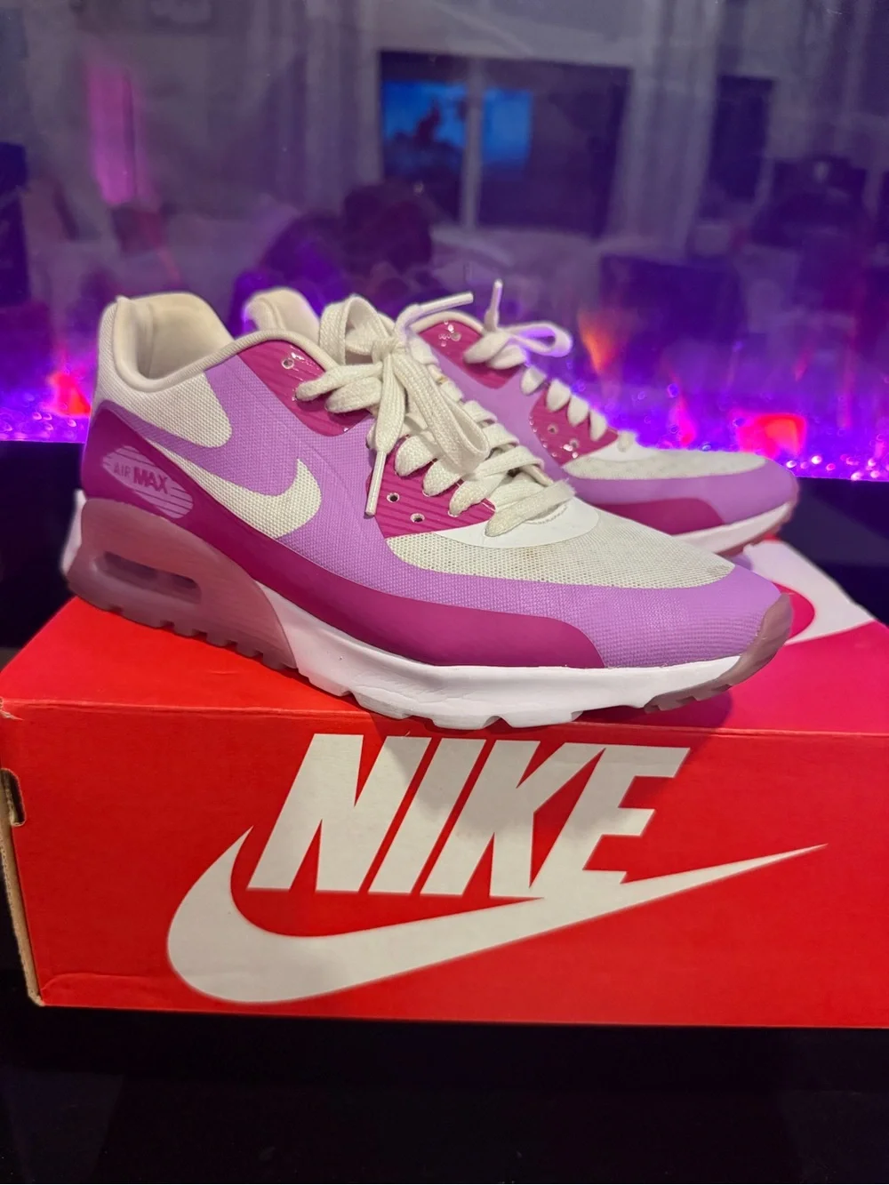Nike Women's Pink and White Air Max Sneakers